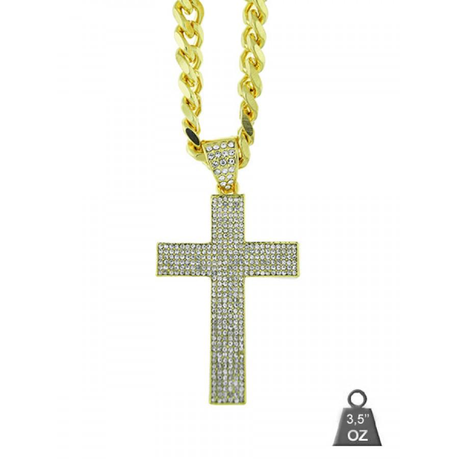 Lilac Quartz Jewelry & Watches Yellow Plated Diamond Encrested Holy Cross Pendant Rope Chain