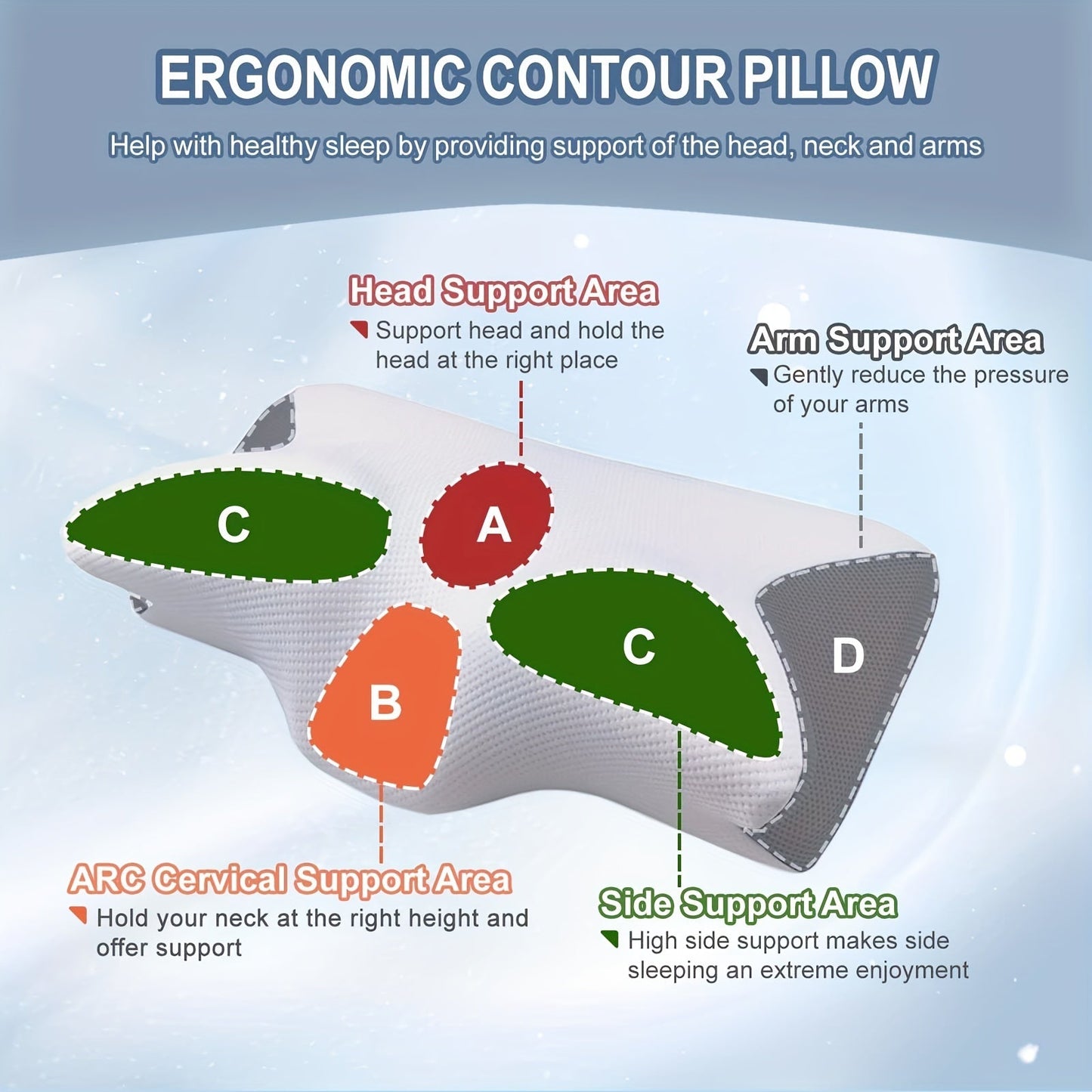 Champagne Apollo Home & Garden Ergonomic Memory Foam Cervical Pillow for Neck Pain Relief