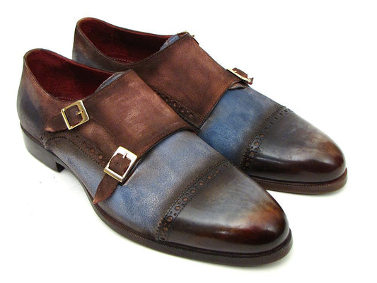 Ruby Ophion Footwear Paul Parkman Captoe Double Monkstrap Antique Blue & Brown