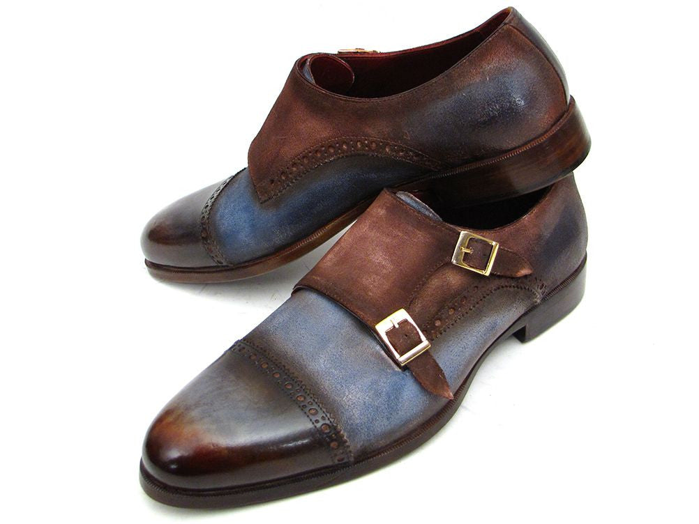 Ruby Ophion Footwear Paul Parkman Captoe Double Monkstrap Antique Blue & Brown