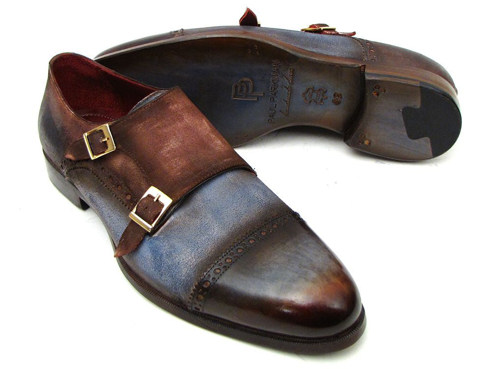 Ruby Ophion Footwear Paul Parkman Captoe Double Monkstrap Antique Blue & Brown