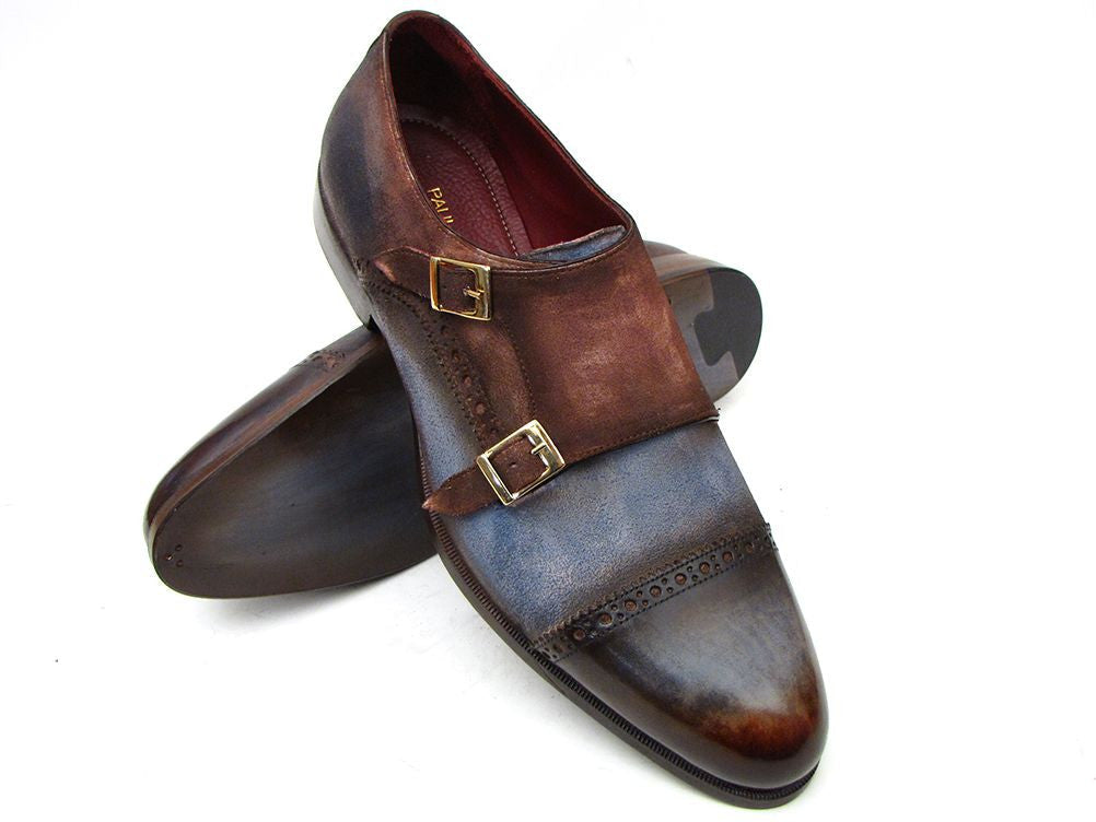 Ruby Ophion Footwear Paul Parkman Captoe Double Monkstrap Antique Blue & Brown