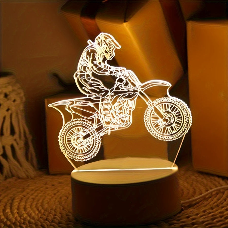 Champagne Apollo Home & Garden 3D Motocross LED Night Light USB Powered Decor Lamp