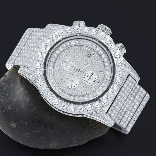 Lilac Quartz Jewelry & Watches COMMANDO Men's Diamond Encrusted Steel Watch