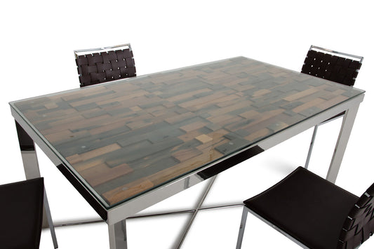 Jade Furniture 30inches Wood Steel and Glass Dining Table Set