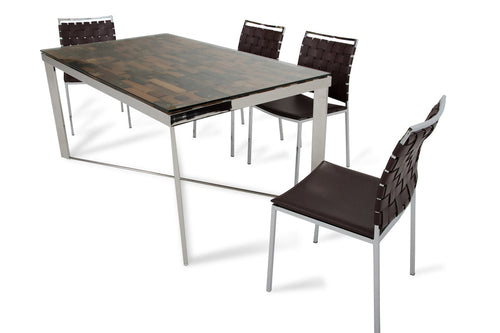 Jade Furniture 30inches Wood Steel and Glass Dining Table Set