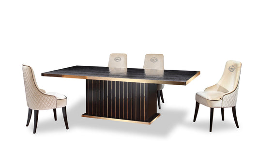 Jade Furniture Black Crocodile and Rosegold Dining Table Set