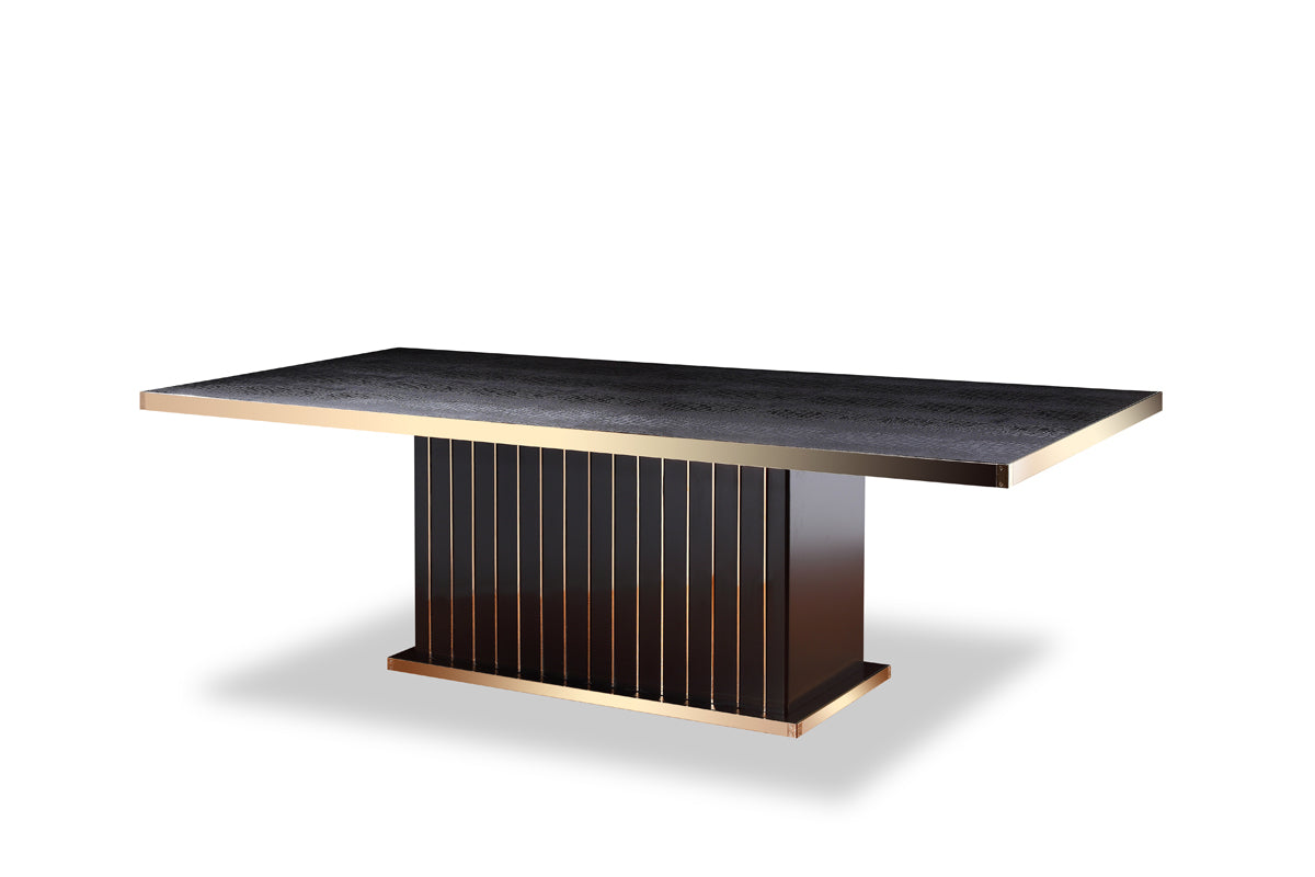 Jade Furniture Black Crocodile and Rosegold Dining Table Set