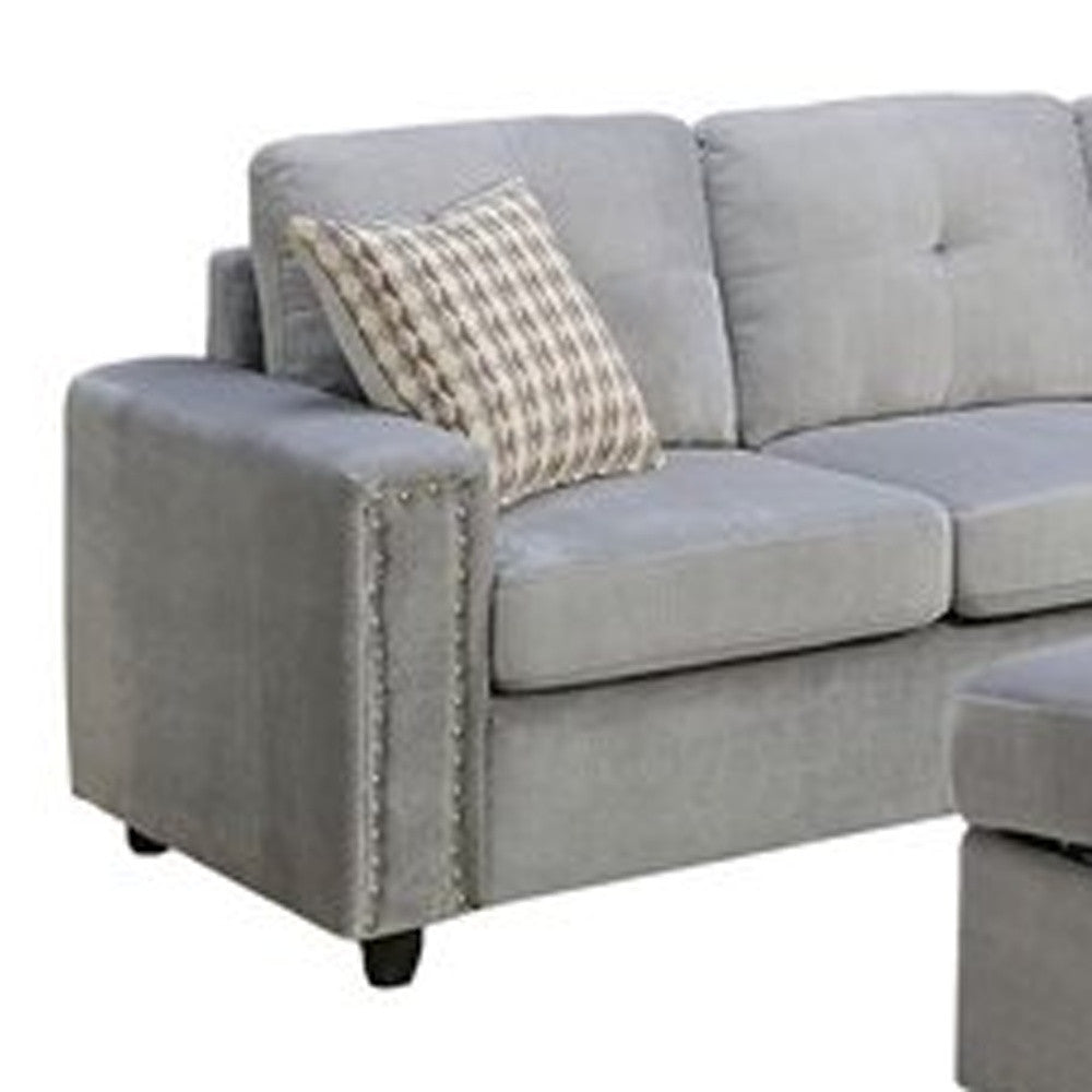 Jade Furniture Gray Velvet Reversible Sectional Sofa