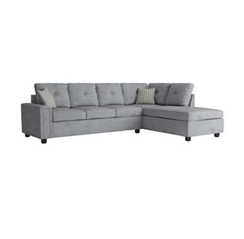 Jade Furniture Gray Velvet Reversible Sectional Sofa