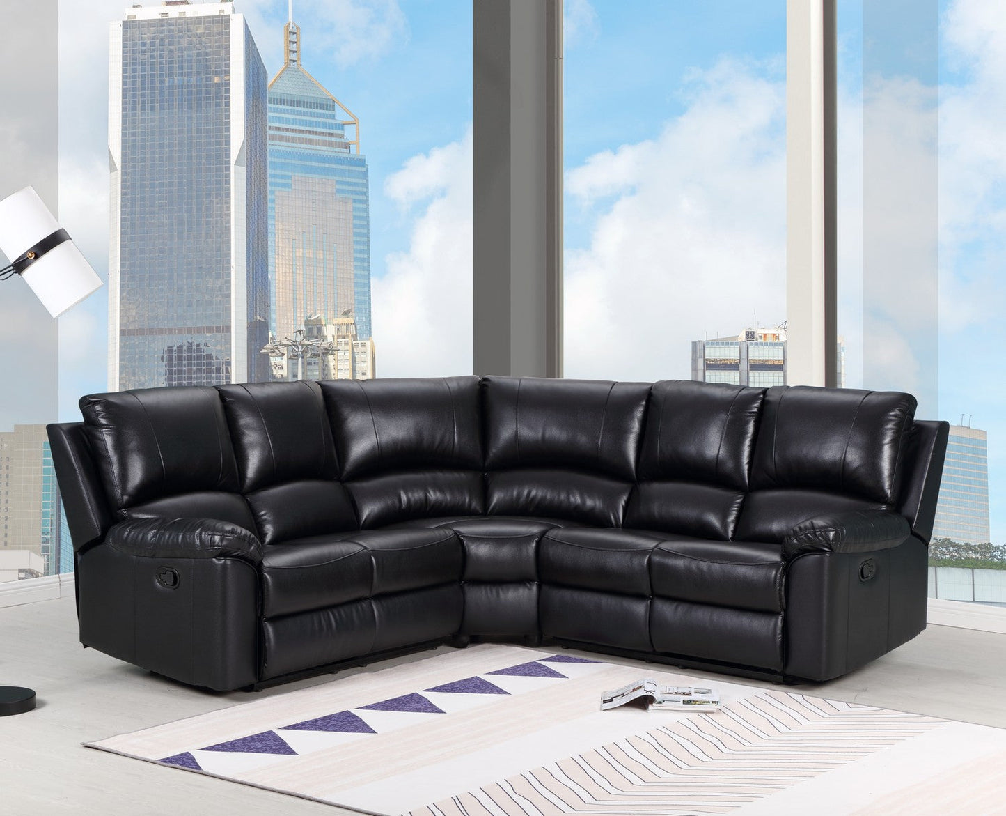 Jade Furniture 80inches X 80inches X 39inches Black Power Reclining Sectional