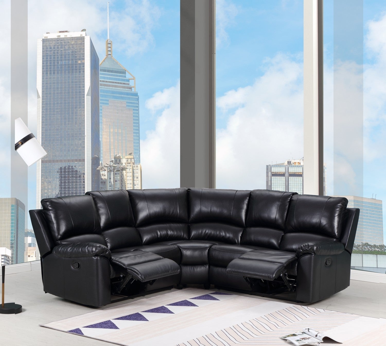 Jade Furniture 80inches X 80inches X 39inches Black Power Reclining Sectional