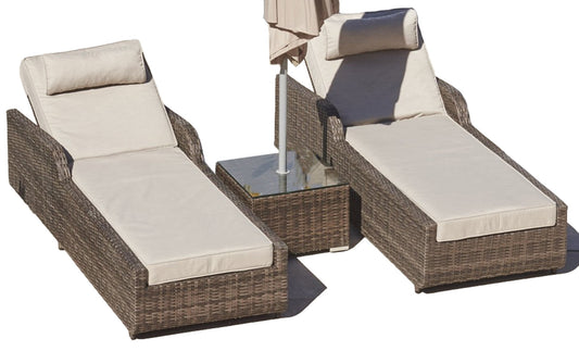 Jade Furniture Brown 3Piece Outdoor Arm Chaise Lounge Chair Set