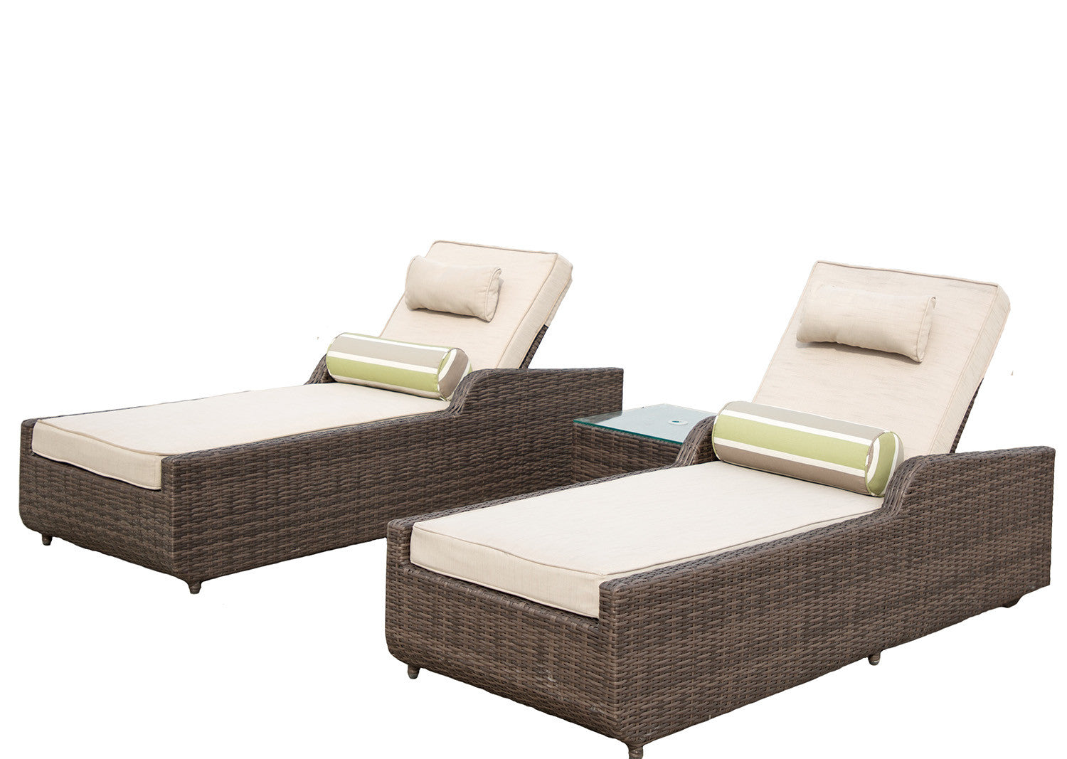 Jade Furniture Brown 3Piece Outdoor Arm Chaise Lounge Chair Set