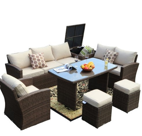 Jade Furniture Brown 7Piece Steel Outdoor Couch Set