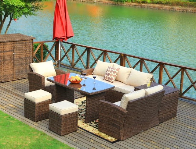 Jade Furniture Brown 7Piece Steel Outdoor Couch Set