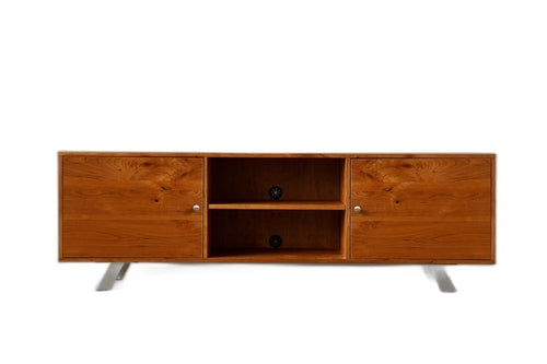 Jade Furniture Warm Natural Cherry And Steel TV Stand or Media Center