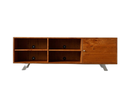 Jade Furniture Retro Warm Natural Cherry And Steel TV Stand