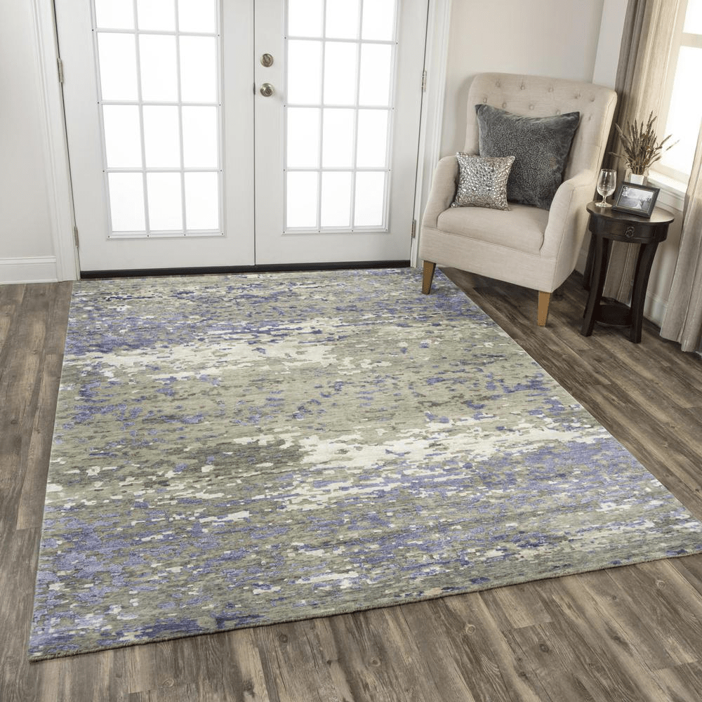 Lavender Windroot Bath & Beauty Hand Knotted Cut Pile Wool/ Viscose Rug, 8' x 10'