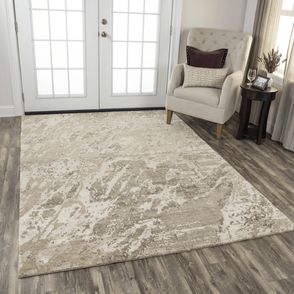 Lavender Windroot Bath & Beauty Hand Knotted Cut Pile Wool/ Viscose Rug, 8' x 10'