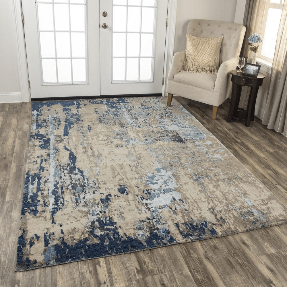 Lavender Windroot Bath & Beauty Hand Knotted Cut Pile Wool/ Viscose Rug, 8' x 10'