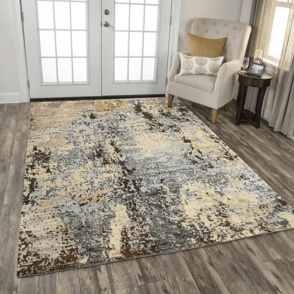 Lavender Windroot Bath & Beauty Hand Knotted Cut Pile Wool/ Viscose Rug, 8' x 10'