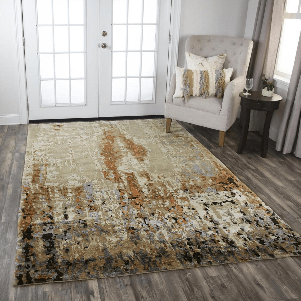 Lavender Windroot Bath & Beauty Hand Knotted Cut Pile Wool/ Viscose Rug, 8' x 10'