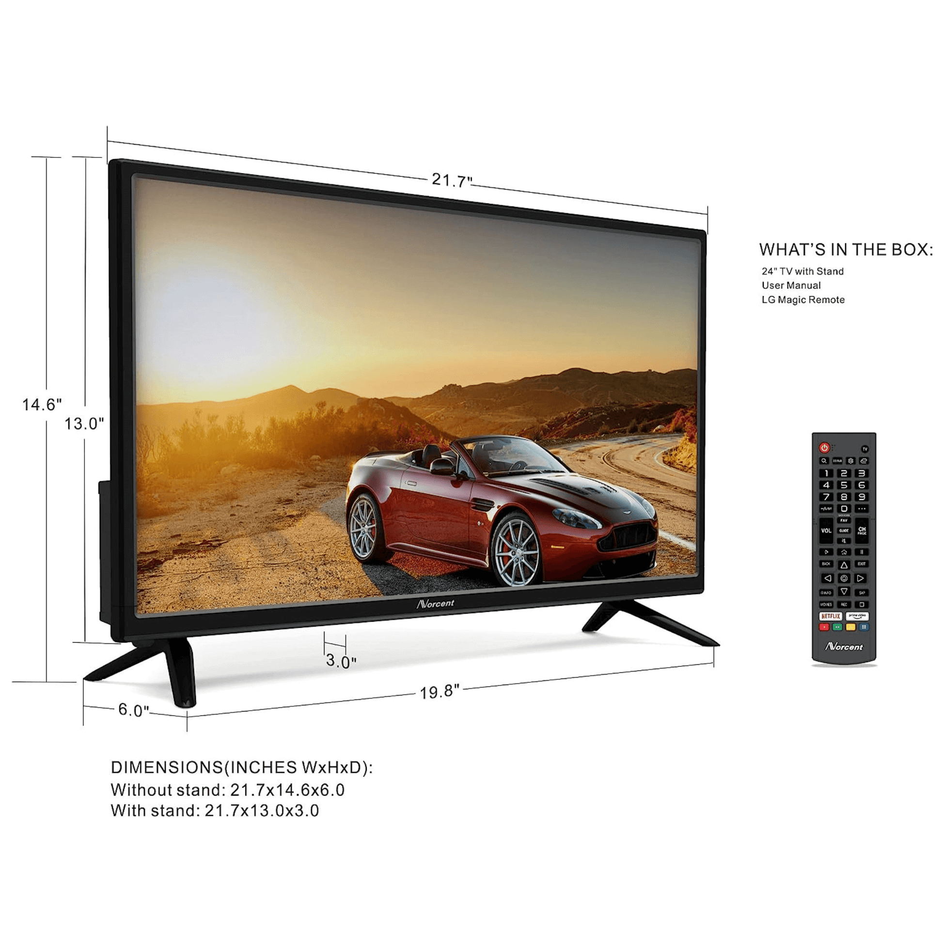 Sky Iapetus Audio & Video 24" Norcent 720P LED HD Smart TV Wall-Mountable with Surround Sound