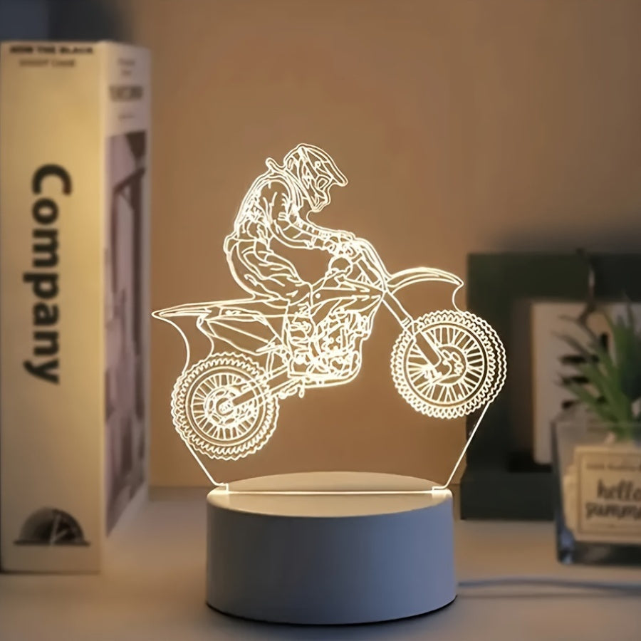 Champagne Apollo Home & Garden 3D Motocross LED Night Light USB Powered Decor Lamp