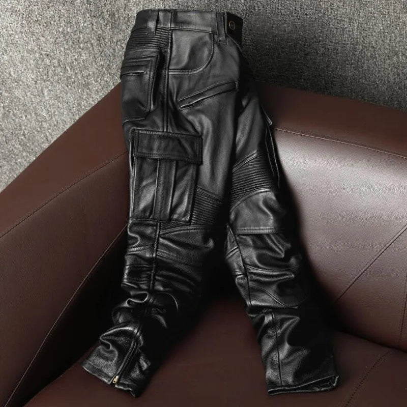 Next Level Fly Men's Genuine Leather Biker Joggers