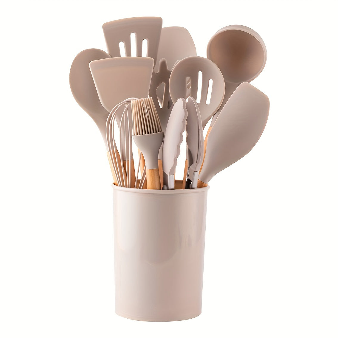 Champagne Apollo Home & Garden 12Piece Grey Silicone Kitchen Utensil Set with Holder