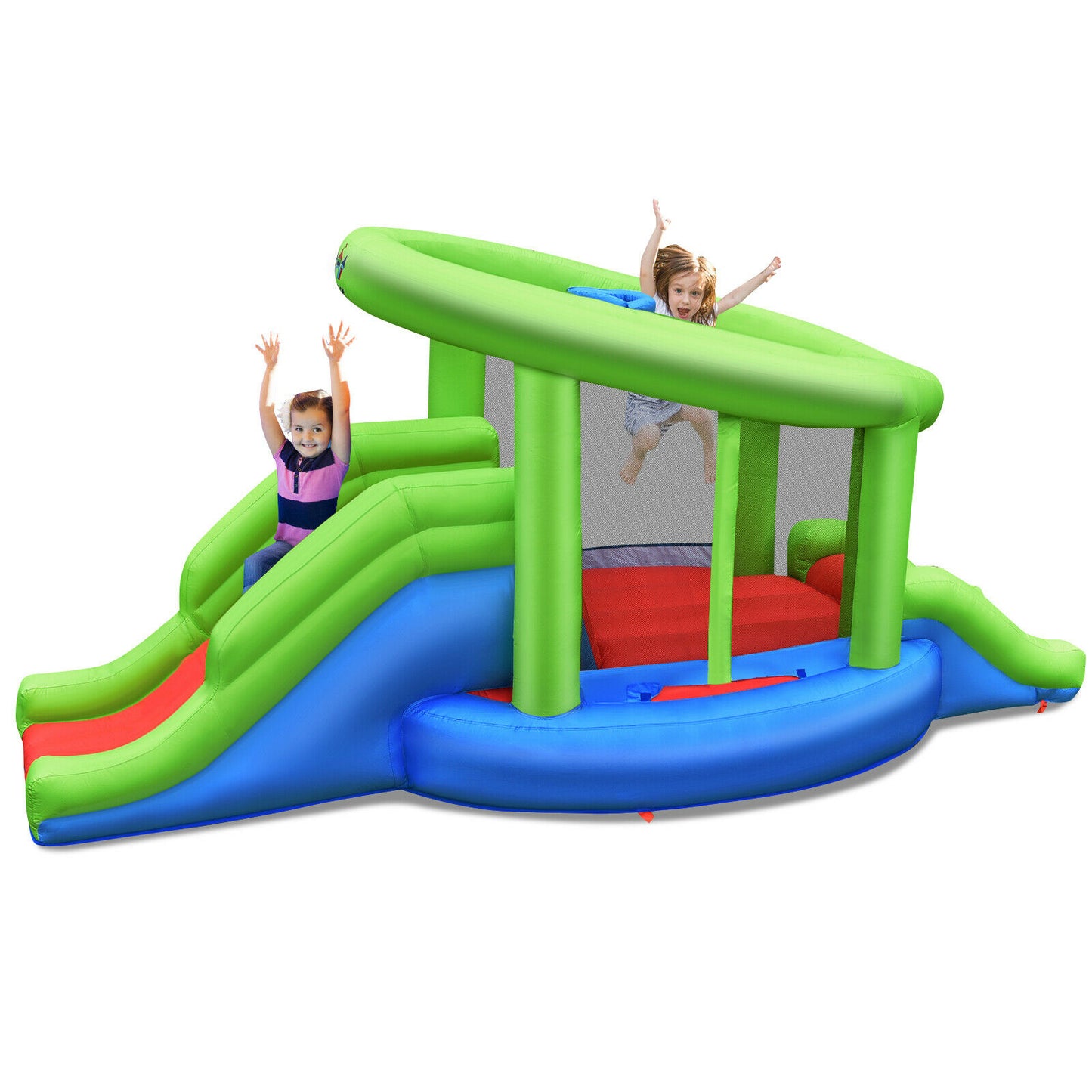 Emerald Caeneus Home & Garden Inflatable Bounce Castle With 2 Slides & Basketball Hoop