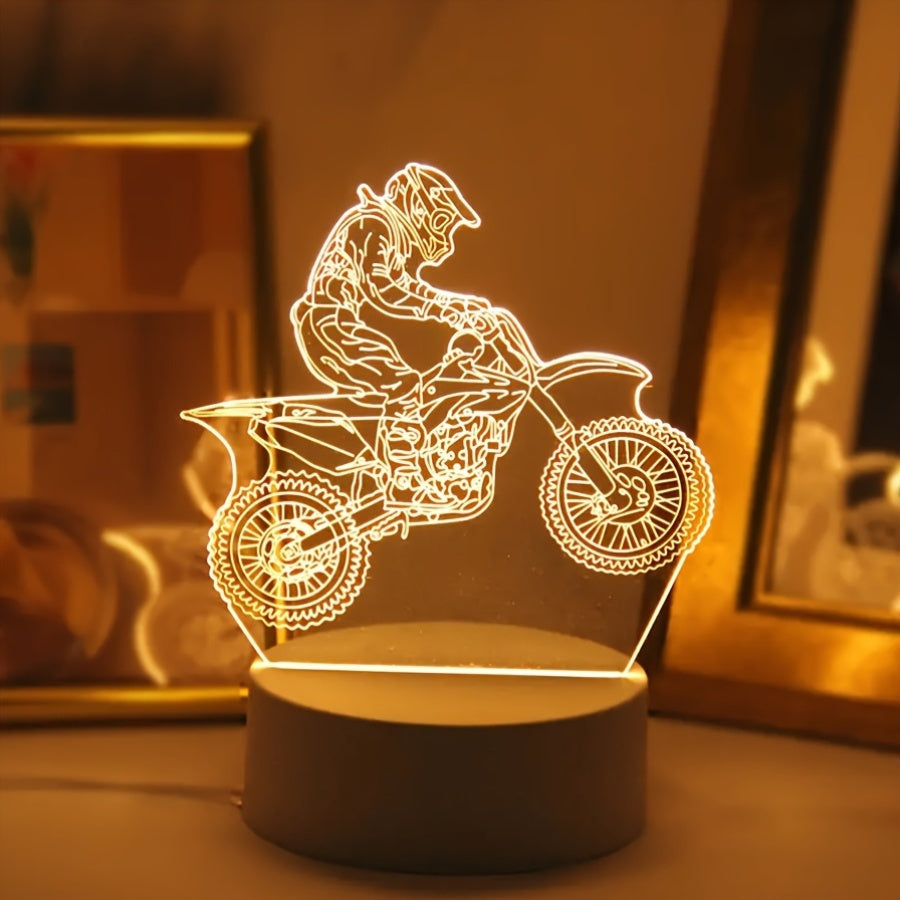 Champagne Apollo Home & Garden 3D Motocross LED Night Light USB Powered Decor Lamp