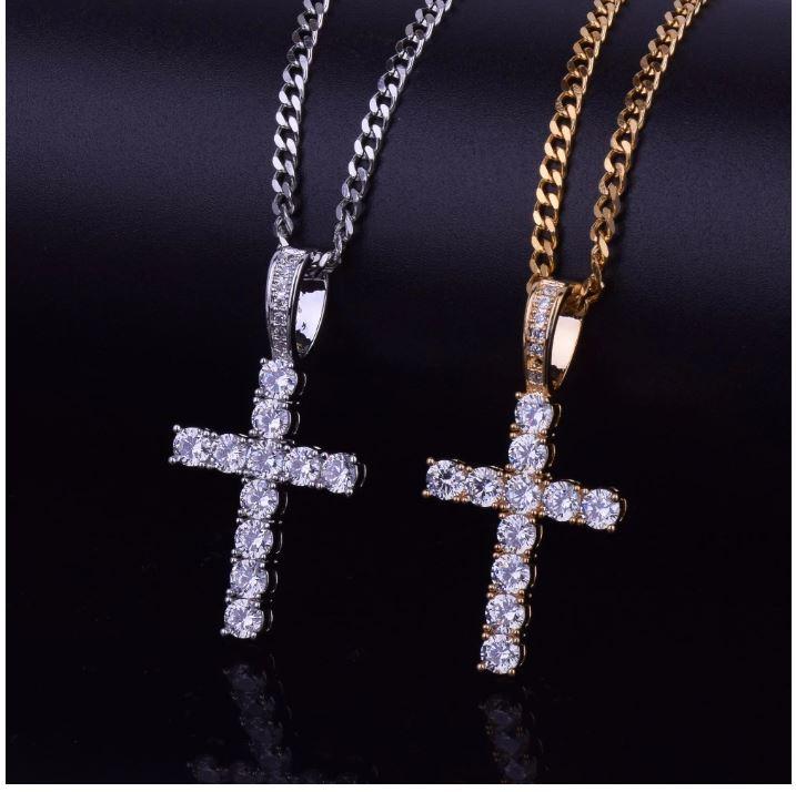 Lilac Quartz Jewelry & Watches EMPEROR 3MM Tennis CZ Cross Chain