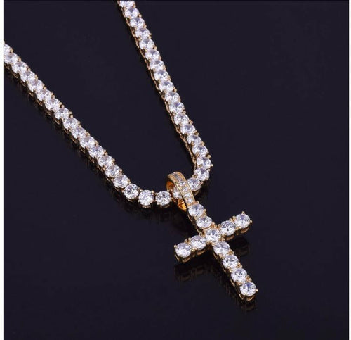 Lilac Quartz Jewelry & Watches EMPEROR 3MM Tennis CZ Cross Chain