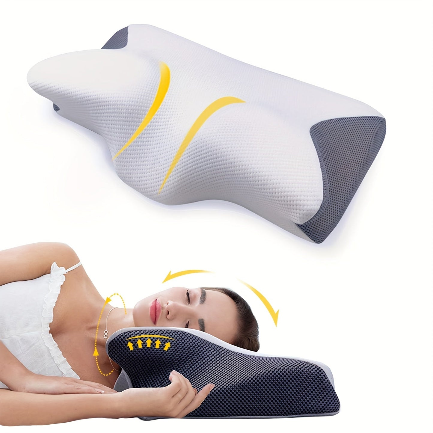 Champagne Apollo Home & Garden Ergonomic Memory Foam Cervical Pillow for Neck Pain Relief