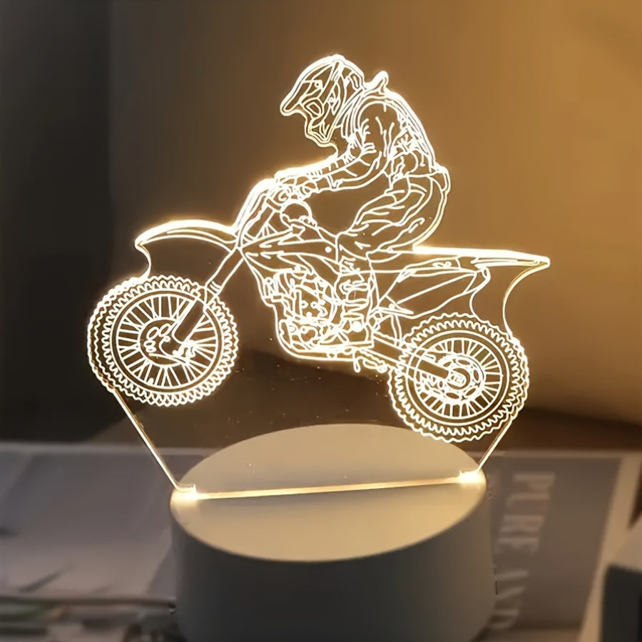 Champagne Apollo Home & Garden 3D Motocross LED Night Light USB Powered Decor Lamp