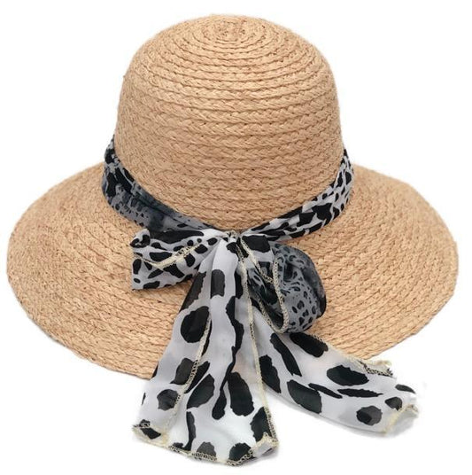 Violet Medea Hats Raffia Leopard Sun Hat