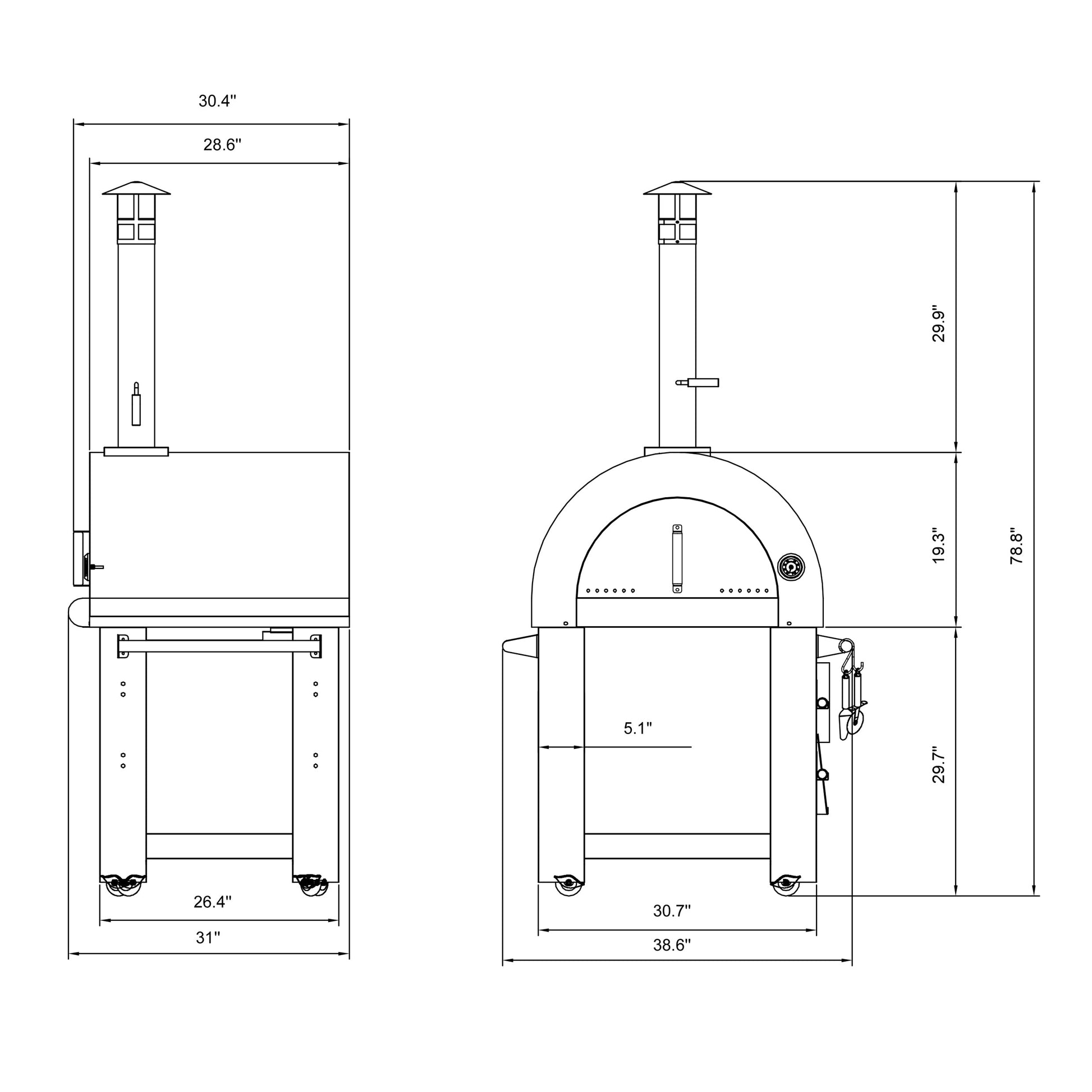 Burgundy Eunostus Kitchen Empava PG06 Outdoor Wood Fired Pizza Oven