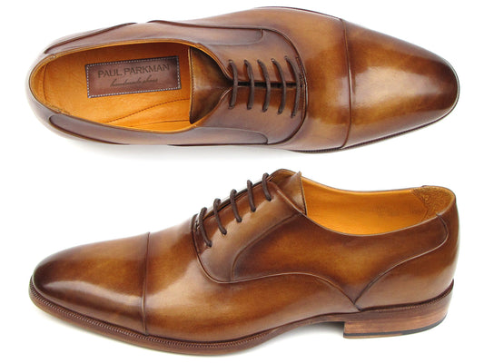 Paul Parkman Men's Brown Leather Oxford Shoes (ID#074-CML)