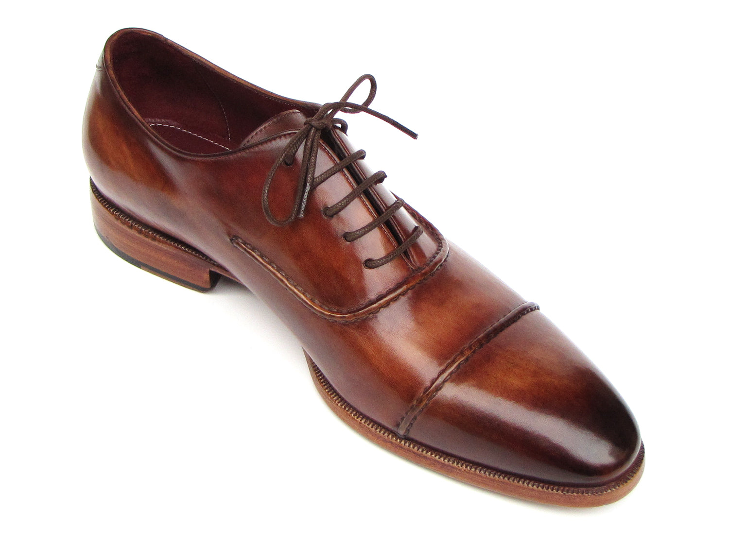 Ruby Ophion Footwear Paul Parkman Men's Captoe Oxfords Brown Hand Painted Shoes