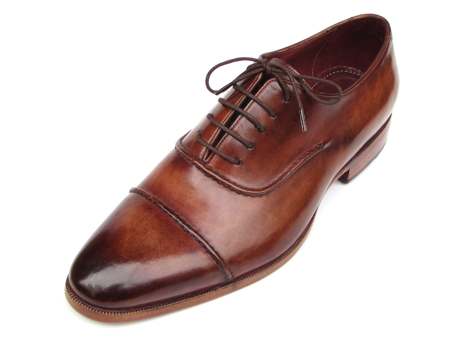 Ruby Ophion Footwear Paul Parkman Men's Captoe Oxfords Brown Hand Painted Shoes