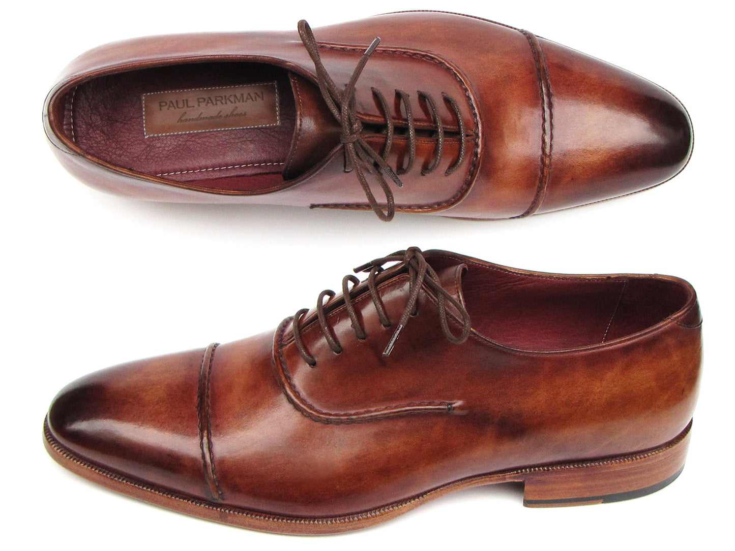 Ruby Ophion Footwear Paul Parkman Men's Captoe Oxfords Brown Hand Painted Shoes