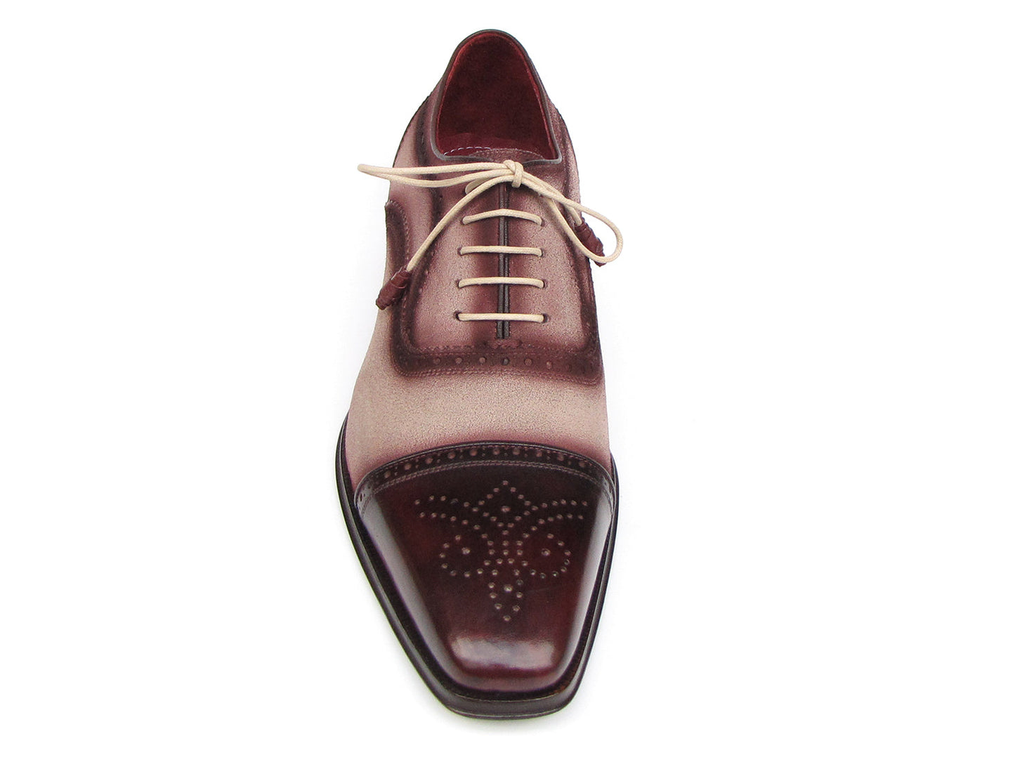 Ruby Ophion Footwear Paul Parkman Men's Bordeaux & Beige Captoe Oxfords (ID#024-BRR)