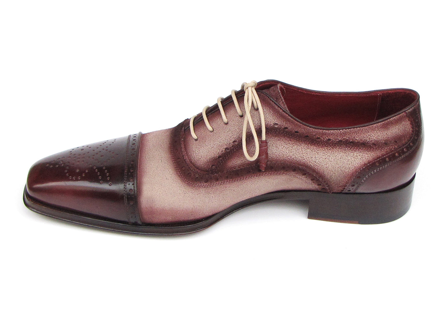 Ruby Ophion Footwear Paul Parkman Men's Bordeaux & Beige Captoe Oxfords (ID#024-BRR)