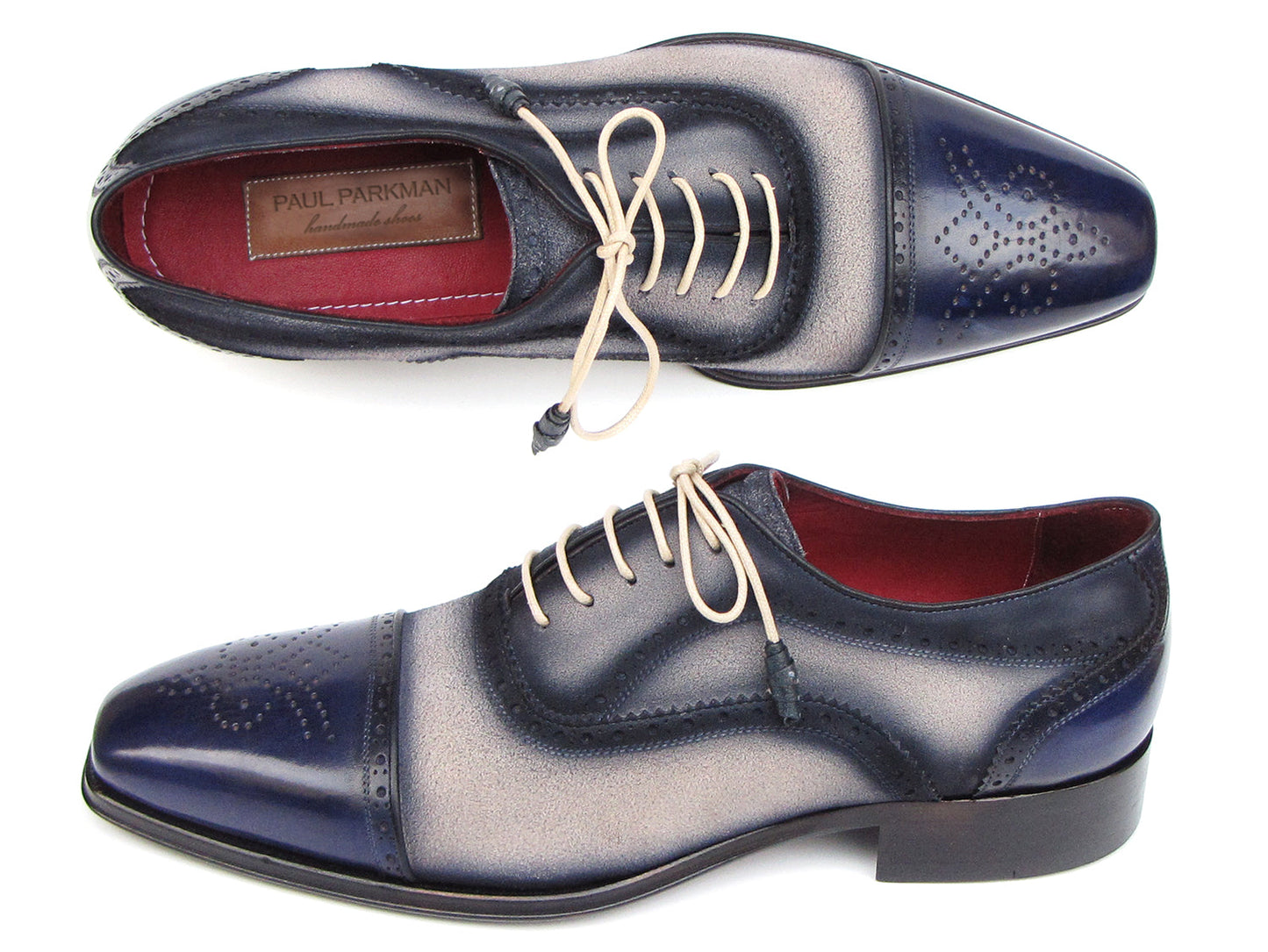 Ruby Ophion Footwear Paul Parkman Navy & Grey Captoe Oxfords (ID#024-BLS)