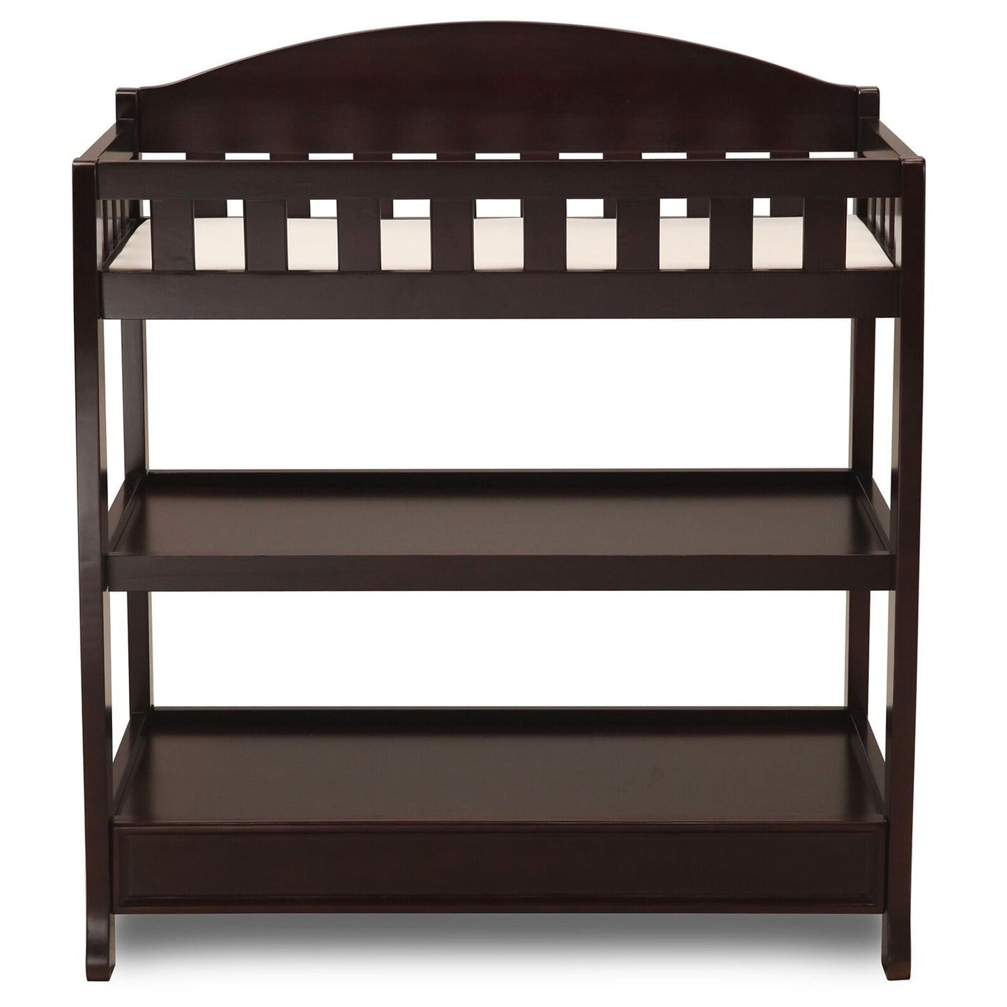 Yellow Crius Other Modern Dark Brown Wooden Baby Changing Table with Safety Rail Pad