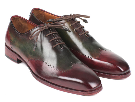 Paul Parkman Bordeaux & Green Wingtip Oxford Shoes (ID#097YL63)