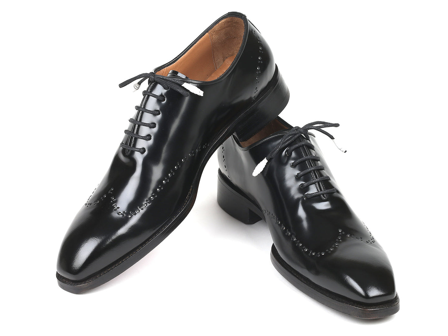 Ruby Ophion Footwear Paul Parkman Goodyear Welted Wingtip Oxfords Black Polished Leather Shoe's