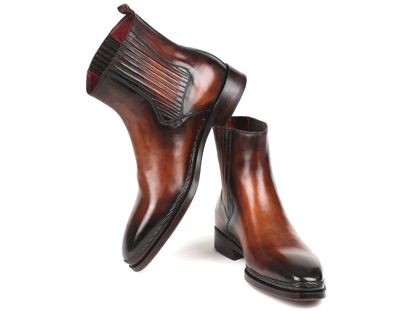 Paul Parkman Chelsea Brown Burnished Leather Boots (ID#BT57-BRW)